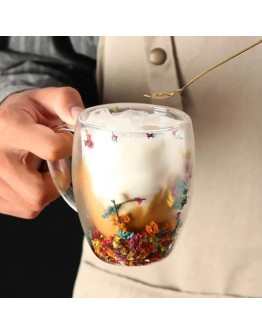 Двустенна чаша за кафе и чай с естествени цветя 250мл